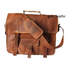 Borsa a tracolla uomo pelle vintage fatta a mano semplice valigetta laptop me...