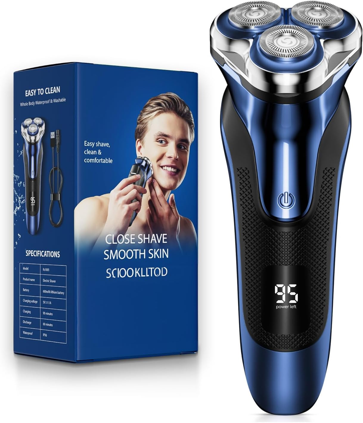 Men's Waterproof Electric Razor - Rechargeable Wet/Dry Shaver for Face-image