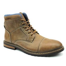 Mens Boot Tan Brown Ankle Cap Toe Derby Modern Lace Up Round Toe By AZAR MAN