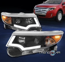 For 2011 2012 2013 2014 Ford Edge LED Tube Projector Headlights Headlamps Black