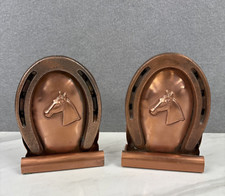 Pair of 2 Gregorian Solid Copper 5โ Vintage Horse Shoe Book Ends Made in USA