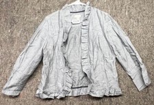 Chicos Womens Blazer Open Front Linen Blend Gray Ruched Edge Size 1