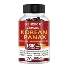Korean Panax Ginseng Extract 1600 Mg Per Capsule I 120 Vegan Capsules I New