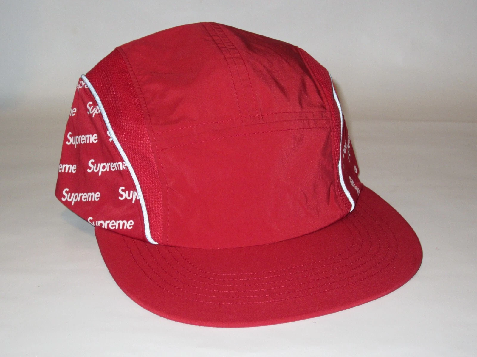 Casquette de camp panneau latéral logo diagonal SUPREME NY chapeau ROUGE réglable NEUVE ! S/S 2018
