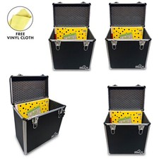 Gorilla LP50 12" Vinyl Record Storage Box Case Black (x4) w/ FREE Cleaning Cloth