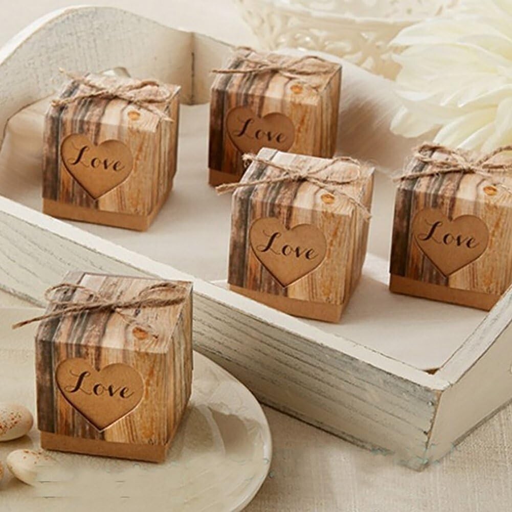 Set of 100 Brown Gift Boxes, 2x2x2 Inches Mini Cube Brown Candy Gift Boxes
