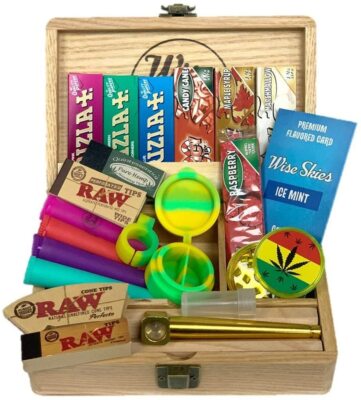 Jumbo Holz Rollbox Set Stash Box Kegel Rohr Set Rollpapier Paket