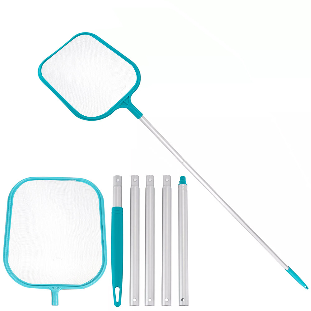 Pool cleaning net Blue shallow net with five-section pole