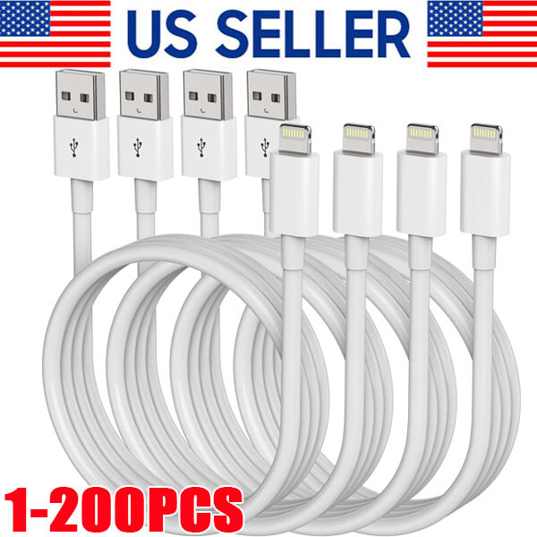 1-200PCS Fast Charging USB Cable for iPhone 7 8 X 11 12 13 14 Bulk Lot