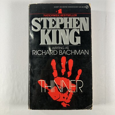 Stephen King as Richard Bachman Paperback Novel Thinner 1985 1st Signet Printing