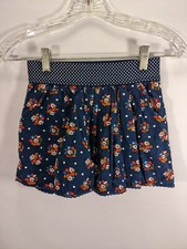 Justice Girls Skort Skirt Size 10 Blue Pockets Flower Pattern Elastic Waist