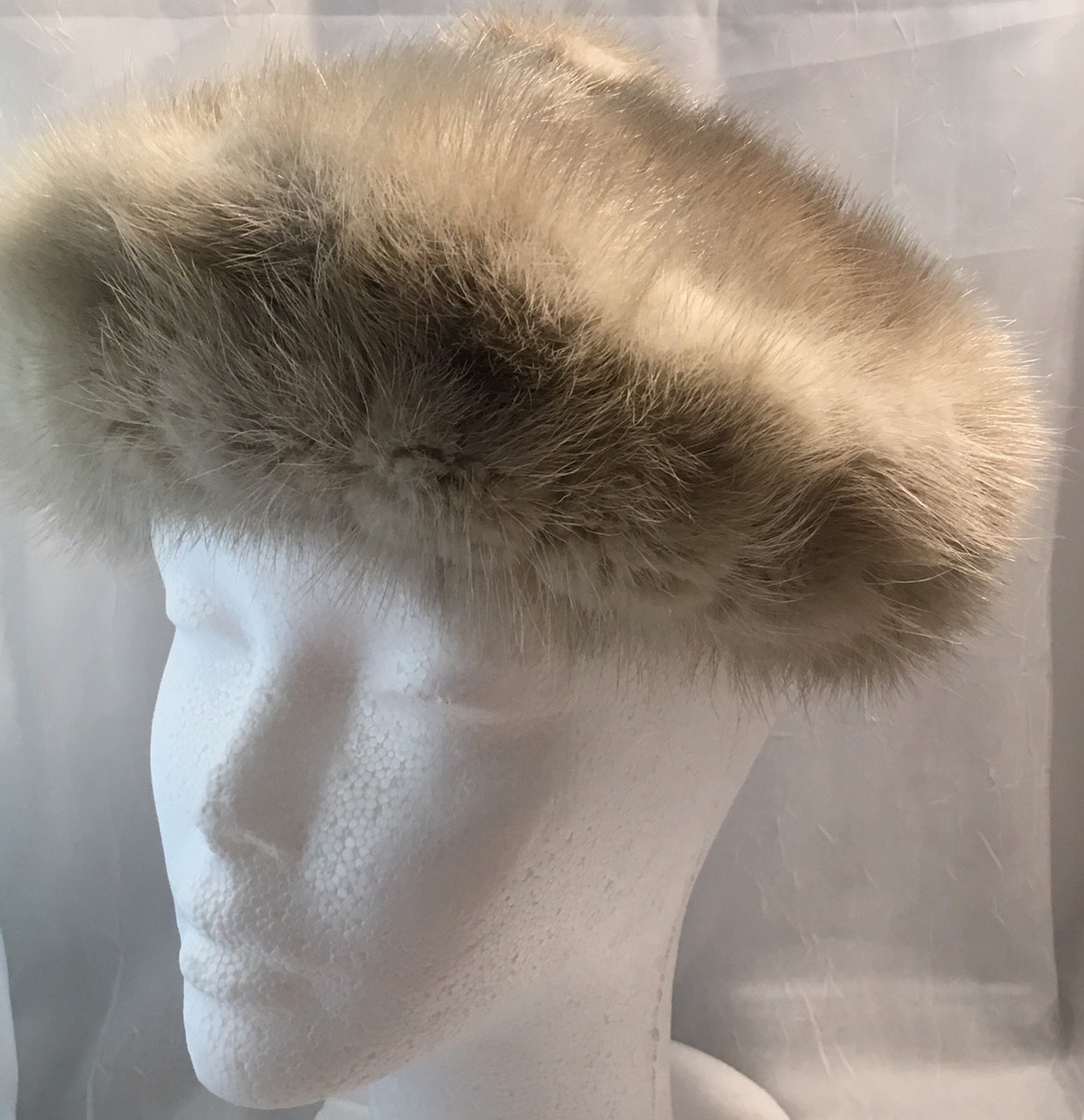 Grey Mink Tam Vintage Grey Mink Real Fur Tam Beret Slouch Hat | eBay main image 4
