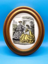 1993 Godey's Fashions Print Oval Wood Frame C & A Richards Boston MA