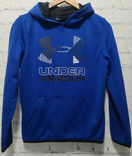 Under Armour Cold Gear Youth Large YLG Blue Hoodie Loose Fit,   c9