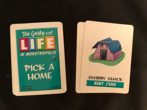 The Game Of Life Monsters Inc Edition Replacement Parts Pieces 2001 Home Cards - Picture 1 of 2