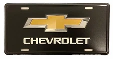 CHEVY CHEVROLET LOGO CAR TRUCK TAG LICENSE PLATE GM METAL SIGN BLACK EMBOSSED