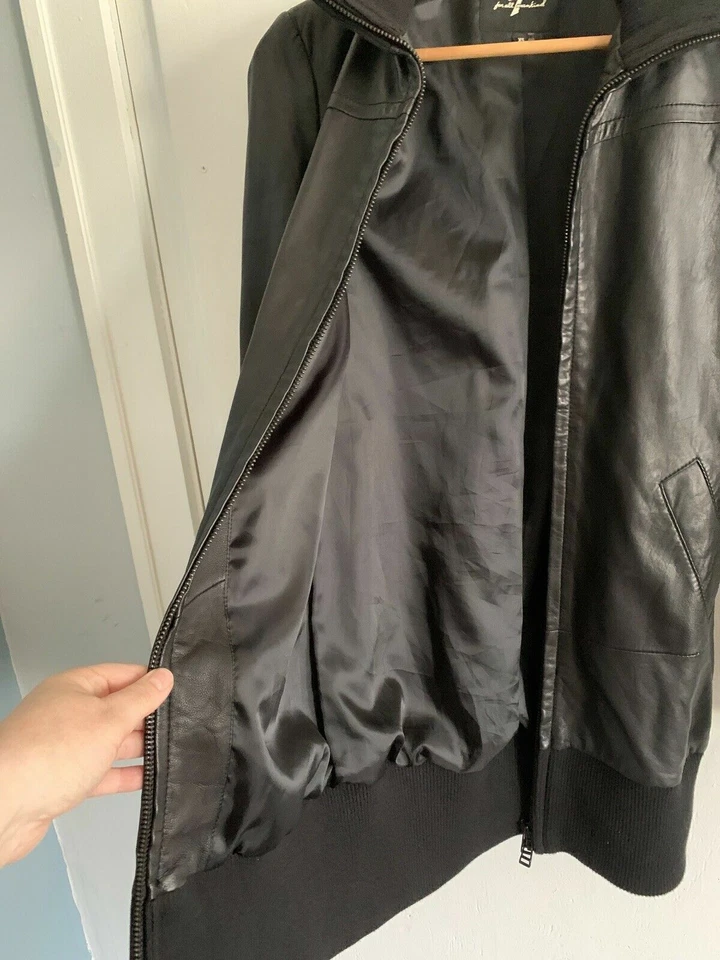 7 For All Mankind - Chaqueta larga de cuero genuino negro para mujer - Talla M N9041-7211 Foto 3 de 4