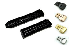 Black Geniune Leather Canvas Strap Band fit HUBLOT BIG BANG FUSION WATCH 26mm