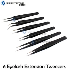 6Pcs ESD Anti-static Tweezers Set Maintenance Repair Stainless Steel Tools Kit