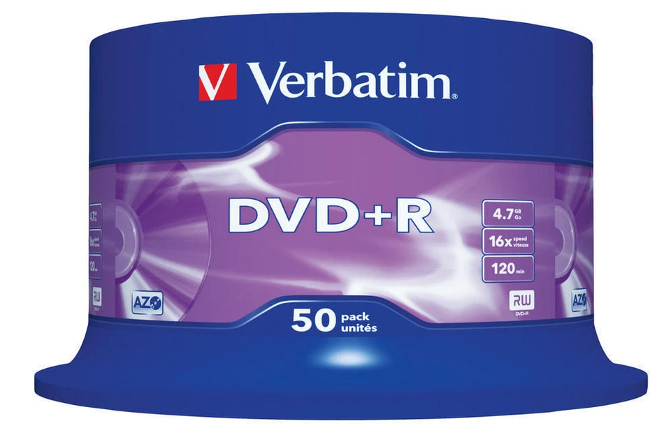 100 DVD+R VERBATIM 16X vergini MATT SILVER Advanced Azo 43550