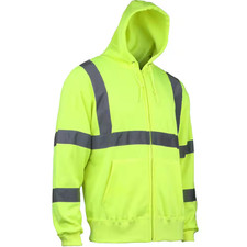Unisex Medium Hi Vis Yellow ANSI Type R Class 3-Hooded Sweat-Shirt