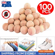 100x Cedar Wood Moth Balls Natural Repellent Damp Musty Clothes Wardrobe Drawer