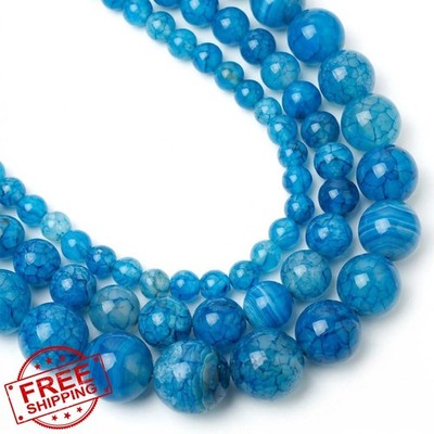 Yochus Blue Dragon Vein Agate Beads 10mm