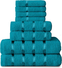 8 Piece Towel Bale Set, Quick Dry Highly Absorbent Cotton Towel Sets Bathroom, T