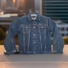 Vtg Y2K Sean John Mens Dark Wash Blue Denim Jean Trucker Jacket Sz XL Whiskered
