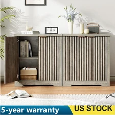 Wood Sideboard Buffet Cabinet w/ Adjustable Shelf , 2 / 4 Doors Coffee Bar Table