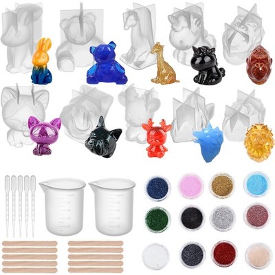 28 Pcs 3D Animal Resin Molds Set Includes 10 Silicone Resin Animal Molds with...