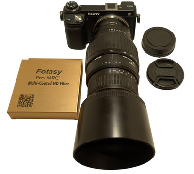 Sony E-mount adapted SIGMA 70-300 mm F/4-5.6 DL Telephoto Zoom Lens.