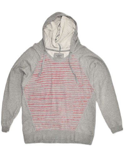 DKNY Damen Hoodie Pullover UK 16 Large grau gestreift Baumwolle AQ95