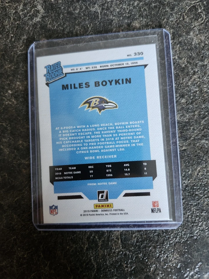 2019 Panini Donruss Rated Rookie Miles Boykin Card# 330 - Image 2 of 2