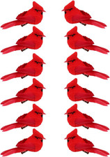 12 Pack 5.5 Inch Red Cardinal Ornaments Clip on Cardinals for...