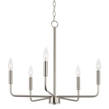 KIRA HOME Camille 60-Watt 5-Light Brushed Nickel Sleek Modern Chandelier