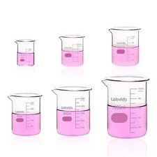 Upgrated 6 Size Low Form Glass Beaker Set, 25Ml 50Ml 100Ml 250Ml 500Ml 1000Ml, 3