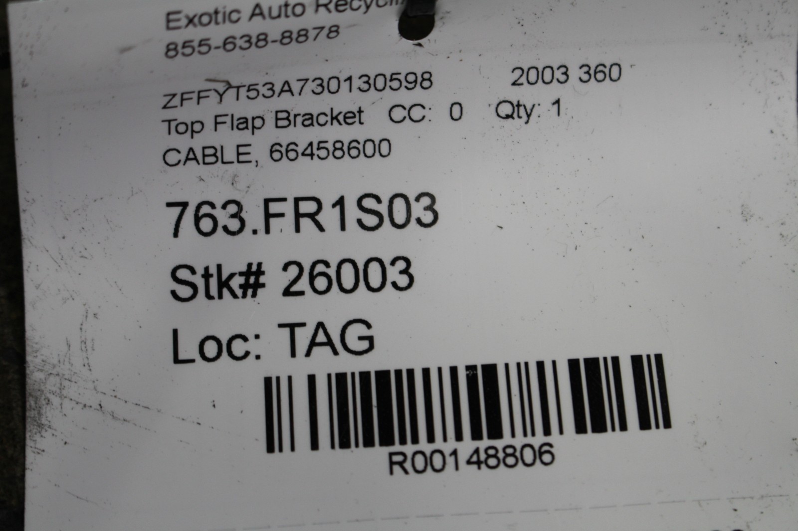 Ferrari 360 Top cable P/N 66458600