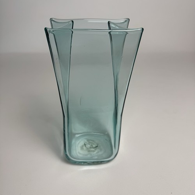 #ad #ad Vintage Blenko Blue Paper Bag Art Glass Vase Mid Century Modern MCM Rare $64.99