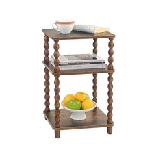 Side Table, Small End Table with Storage Shelf, Modern Bedside Rustic Brown