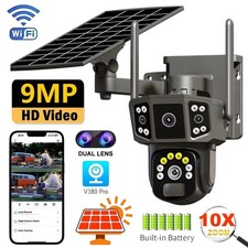 9MP Wireless Dual-Lens Outdoor Solar Security Camera System PTZ IP Cam WIFI CCTV
