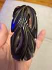 Bakelite Black Bangle - Carved and Pierced Leaf Design — photo 9