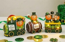 St Patricks Day Decorations for Home, Lighted LED Train Leprechaun