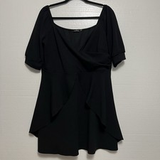 Boohoo Women’s Black Layered Dress Size 18 Party Cocktail Outfit Puffed Sleeves