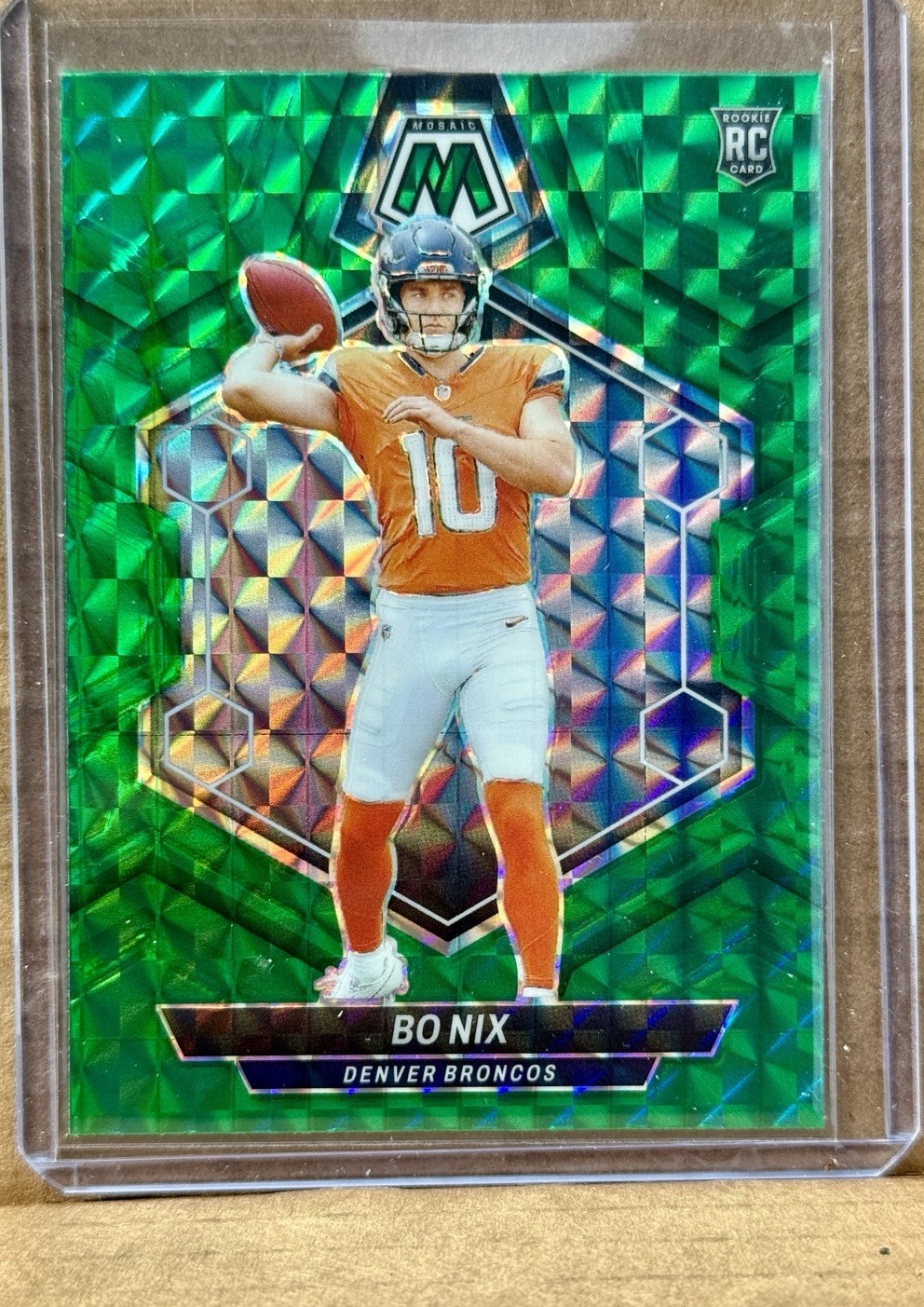 2024 Panini Mosaic - Rookies Bo Nix #312 Green Mosaic Prizm (RC) Broncos