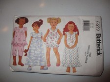 Childrens Pajamas Sewing Pattern  2-Piece Butterick 6659 Size 2-3-4-5