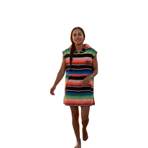 Slow Tide rainbow striped drying poncho for swim Multicolor XS