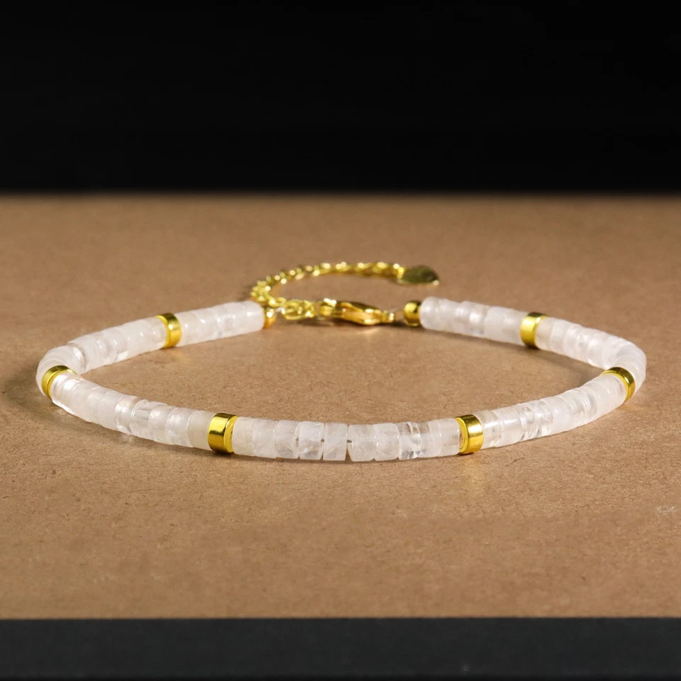 Clear Quartz Bracelet White Stone Crystal Jewelry Adjustable Gold-Plated Chain - Image 3 of 4