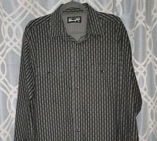 Wrangler Mens Sz XL Black Pearl Snap Western Dress Shirt Cowboy Chevron Stripe