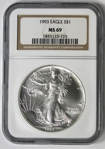 1993 American Silver Eagle - NGC MS69 - Brown Label !!